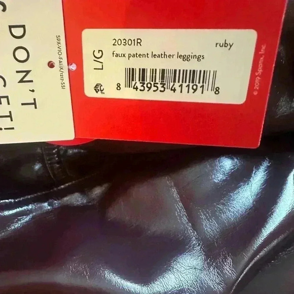 SPANX SPANXshape Faux Patent Leather Leggings Ruby Red Pt.Small, Medium, Large - Picture 11 of 16